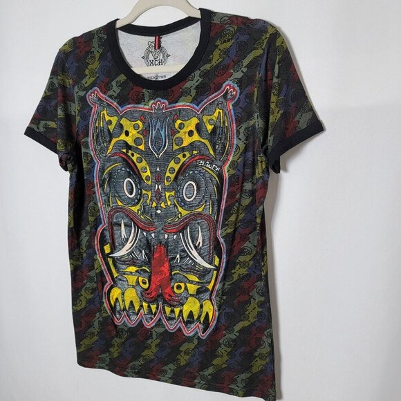 AY GUEY! Mens Mexico Rubber Textured Jaguar Aztec Short Sleeve Graphic Shirt XS - Picture 3 of 11